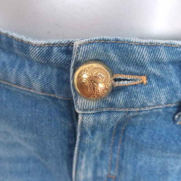 Gucci Cropped Skinny Flare Cuffed Jeans Light Blue Denim Size 40 - Picture 2 of 13